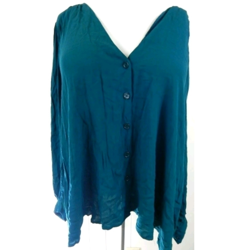 Eloquii Button Down V-Neck Blouse